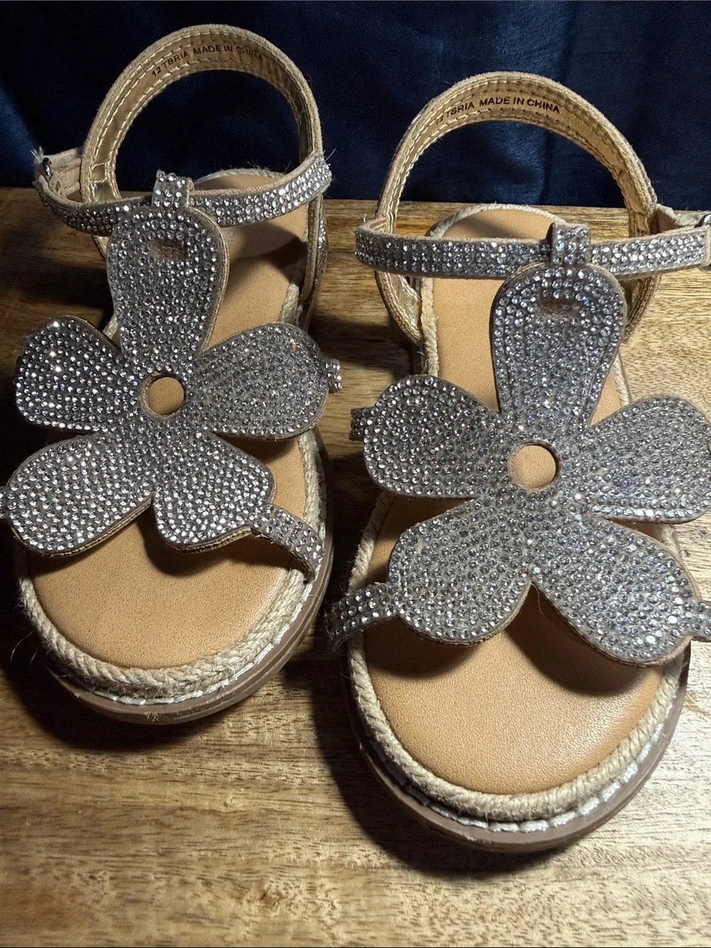 Steve Madden Girls Silver Sparkle Flower Sandals